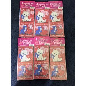 Vintage Fun World Valentines Greeting Card Puzzles Lot of 6 Packs of 4 New‎